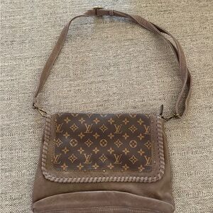 Tan and Brown Monogram Crossbody Bag created from used LV bag